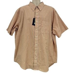 Arrow Shirt Mens 2XLT Brown Check Short‎ Sleeve Button Down Big Tall Casual